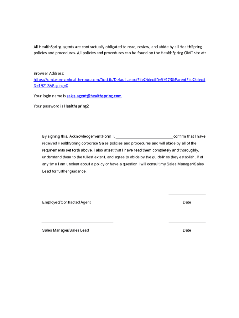 Policy Sign off Sheet Template  Form