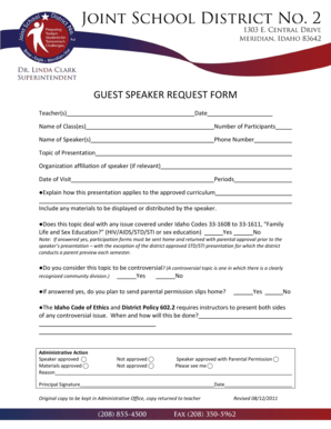 GUEST SPEAKER REQUEST FORM Joint School District No 2 Meridianschools