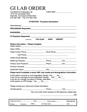 Vanderbilt Gi Lab  Form