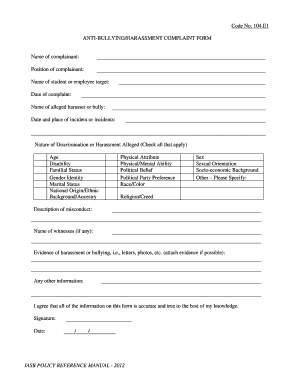 Anti Bullying Harassment Complaint Form Educateiowa