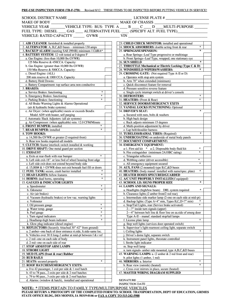 bus pre trip inspection checklist pdf