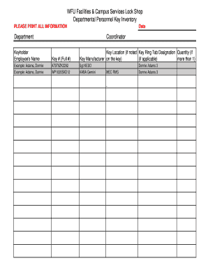 Key Inventory Form