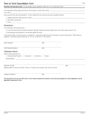 Ameritas Cancellation  Form
