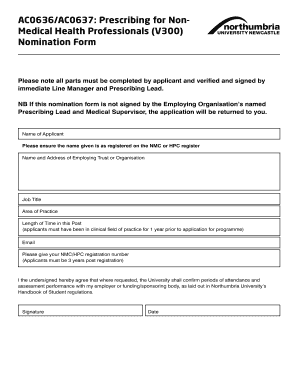 V300 Northumbria University  Form