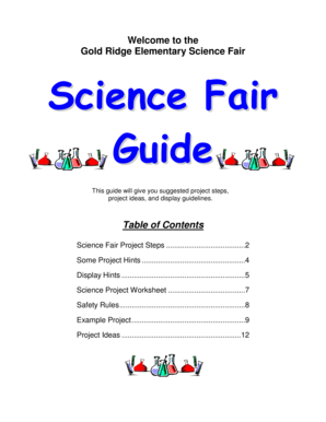 Table of Contents Science Fair  Form