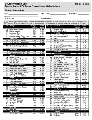 Coventry Otc Catalog  Form