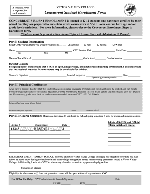 Vvc Dual Enrollment Form