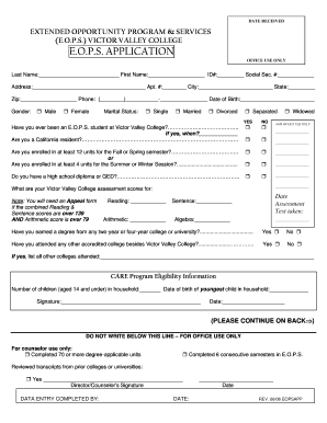 Victor Valley College Eops  Form