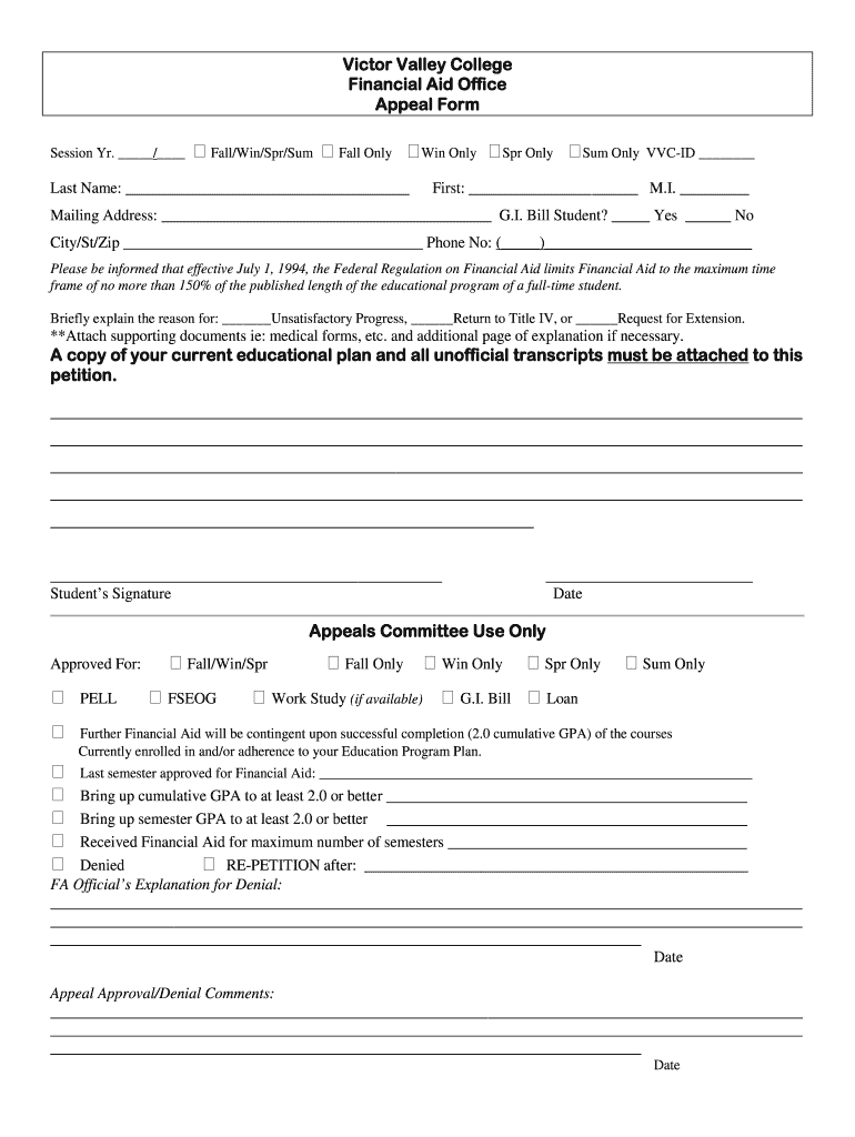 Vvc Sap Appeal Form