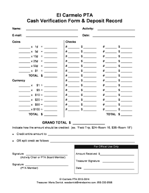 Pta Money Deposit Form