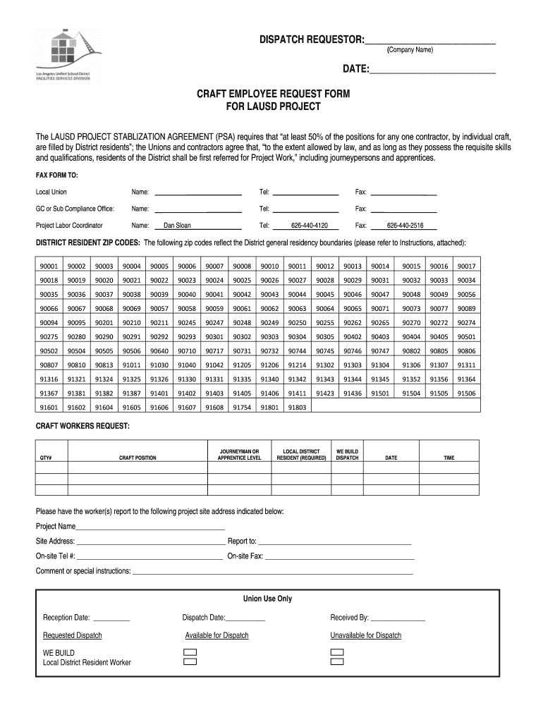 Lausd Hr Form 8152