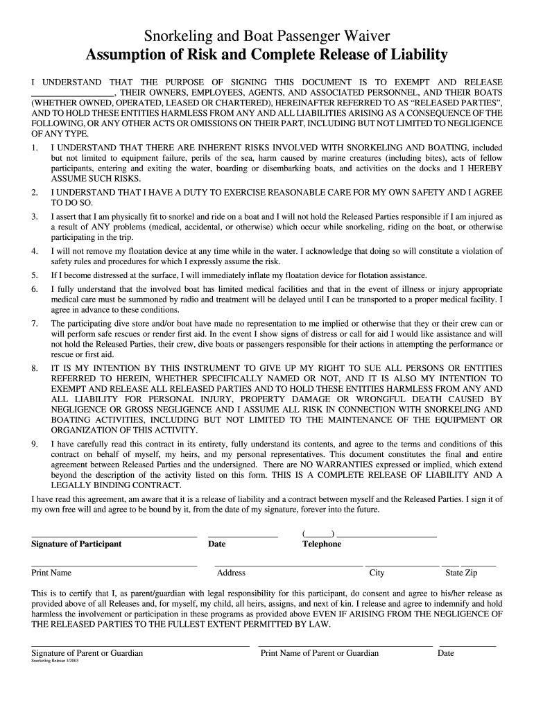  Boat Passenger Waiver 2003-2024