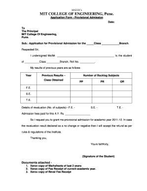 Mitcoe Admission Form