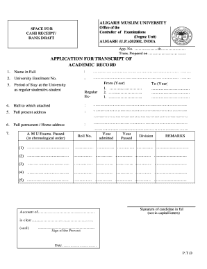 Amu Transcript Form