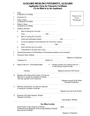 School Character Certificate PDF  Form