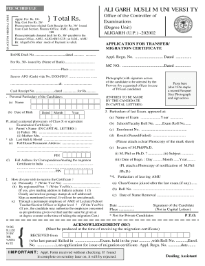 Amu Degree Certificate  Form