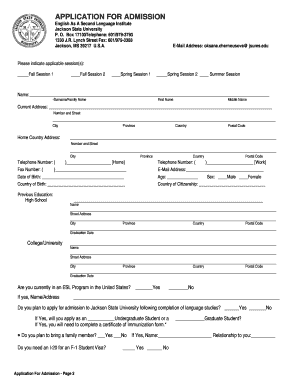 Jackson State University Application  Form