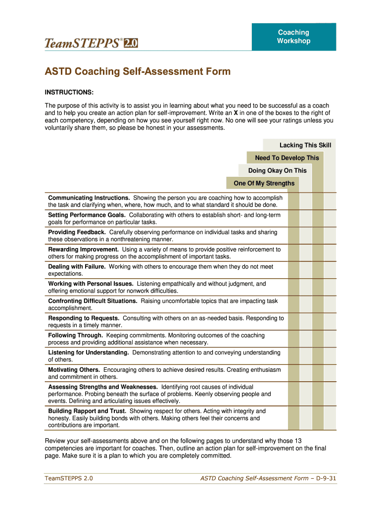 Coaching Self Assessment  Form