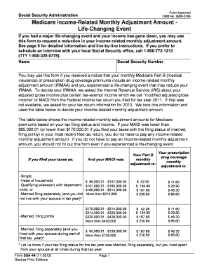 0960 0784 Social Security Administration Medicare Income Related Monthly Adjustment Amount Life Changing Event If You Had a Majo  Form