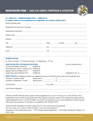 Www Ausalanpac Org REGISTRATION FORM AUSA ILW LANPAC