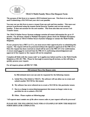 Tracs Multi Family Move Out Request Form