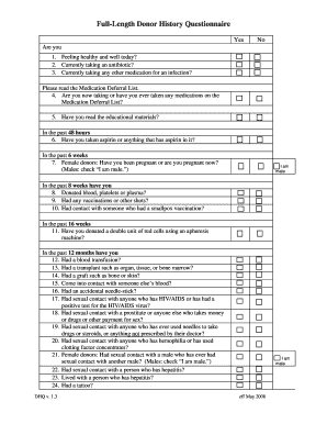 Donor Questionnaire  Form