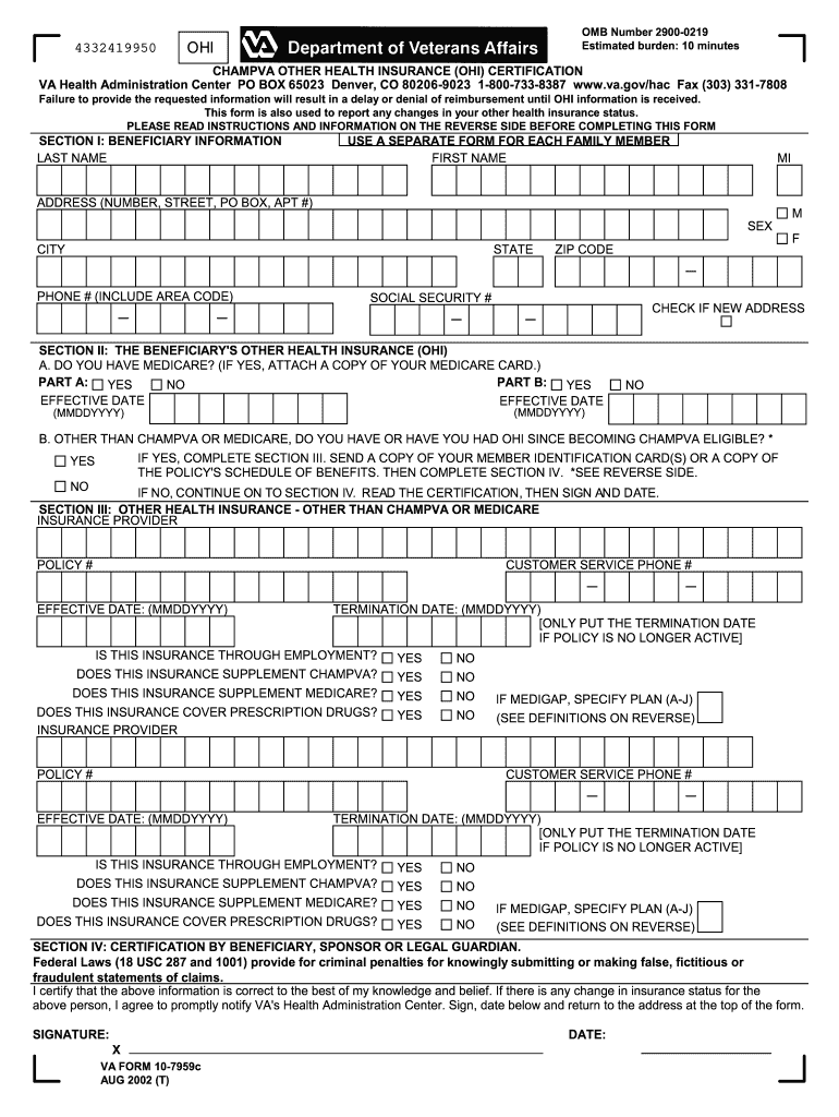  Va Form 10 7959 2020