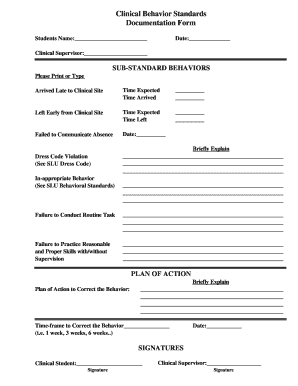 Behavior Documentation Form