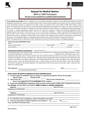 Medical Opinion Form Hennepin County