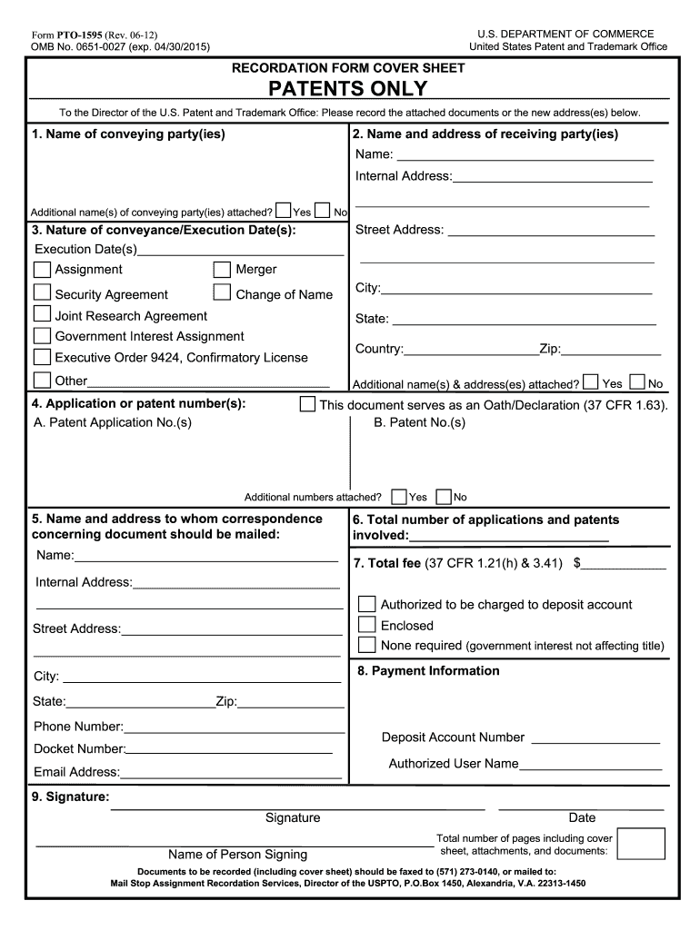  Cover Patents  Form 2012