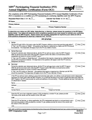 Annual Eligibility Certification Form OG1