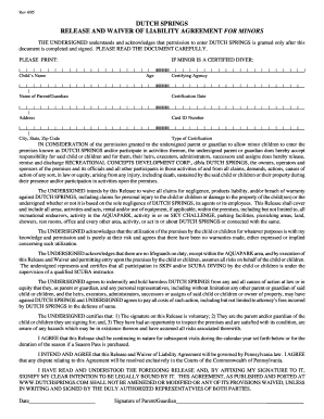 Dutch Springs Waiver  Form