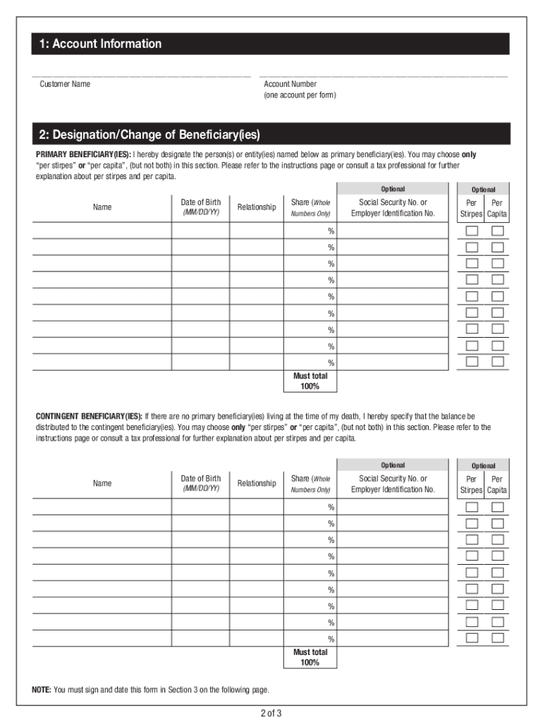 Need Change of Beneficiary for Merrill Lynch Account  Form