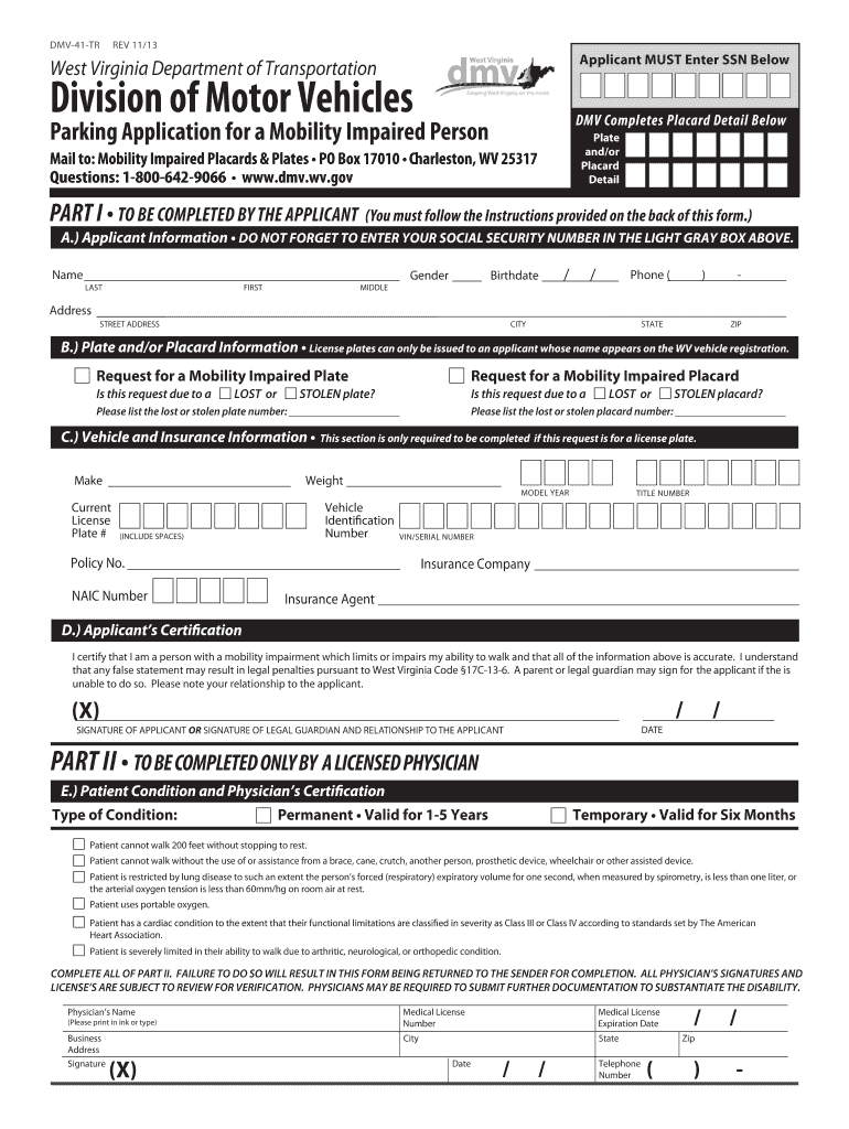  Wv Dmv Form 41 Tr 2014