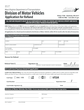  Wv Dmv Refund Form 2012