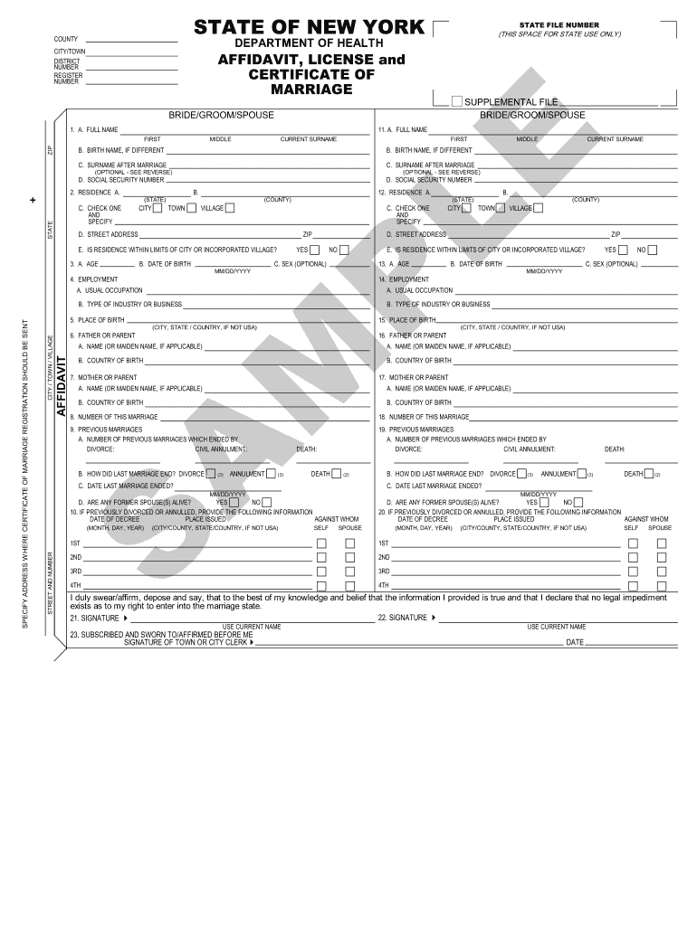 Marriage License Ny  Form