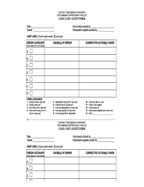 Case Cart Audit Form Case Cart Audit Form or Manager