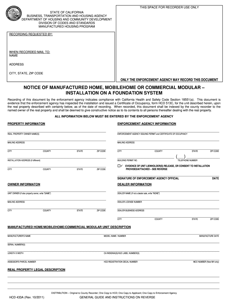  How Are Checks Required to Be Written for Hcd 433a 2011-2024