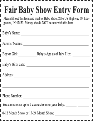 Baby Show Registration Form
