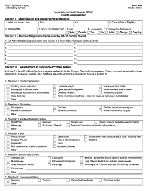 Day Activity and Health Services  Form