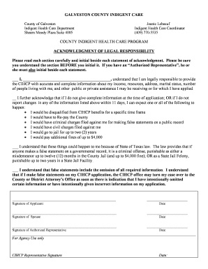 Galveston County Indigent Health Care Program  Form