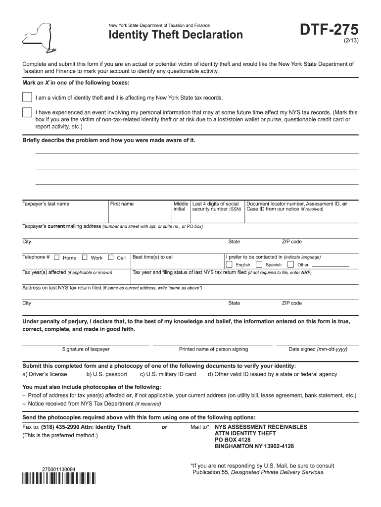 Dtf 275  Form