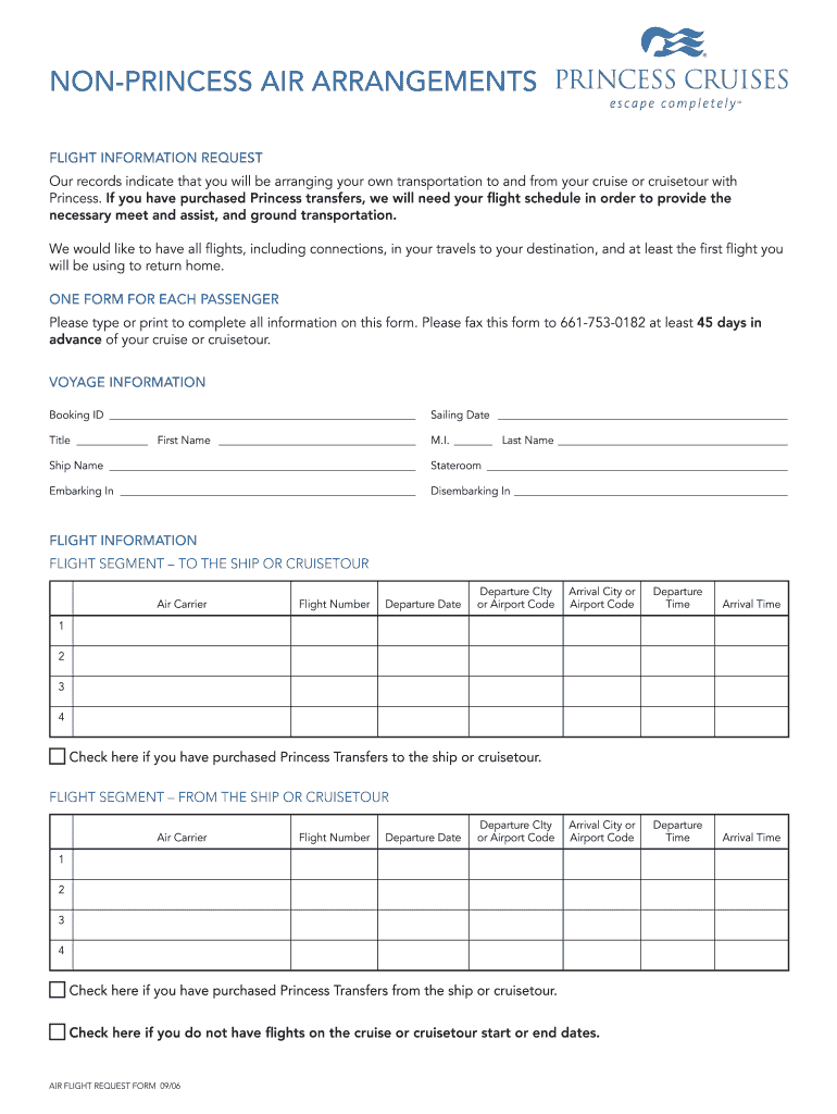  Princess Cruise Ship Company Contract Agreement Form 2006-2024