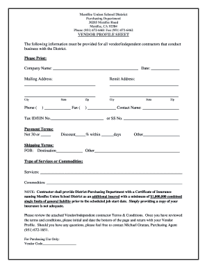 01 Vendor Profile Sheet  Form