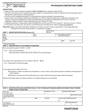 PHYSICIAN S REPORTING FORM New York State DMV Dmv Ny