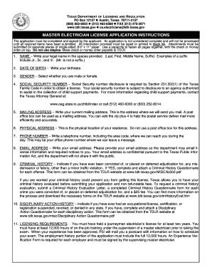 ELC007 Master Electrician Application Pub Texas Department of  Form