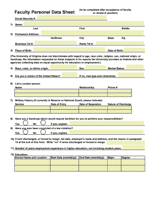Personal Data Sheet PDF  Form