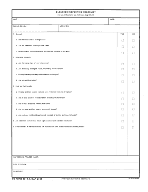 Bleacher Inspection Checklist Form