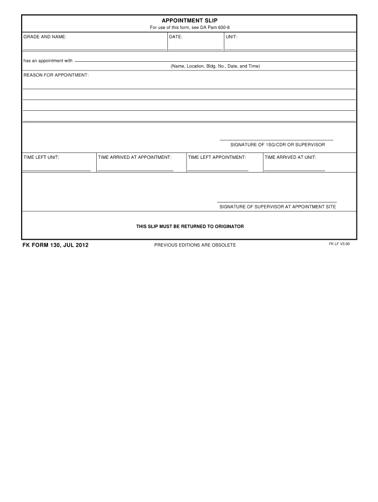 Get and Sign Appointment Slip Fillable Form 2012-2022