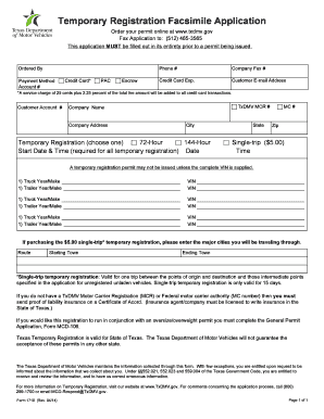 Temporary Registration Certificate  Form